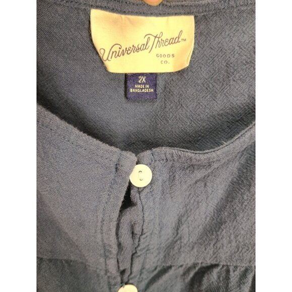 Universal Thread 2X Navy Blue Button-Front Dress With Ruffle Straps - Picture 5 of 7